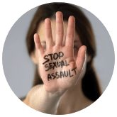 image of woman holding up her hand to the camera with Stop Sexual Assult written on her hansd | The Gulf Coast Sexual Assault Program provides services to victims of sexual violence in Bay, Gulf, Calhoun, Jackson, Washington, Santa Rosa, Escambia, Okaloosa, Walton and Holmes Counties